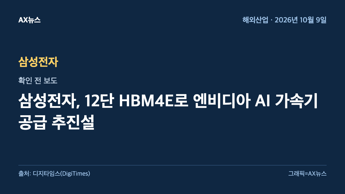 삼성전자 — 삼성전자, 12단 HBM4E로 엔비디아 AI 가속기 공급 추진설