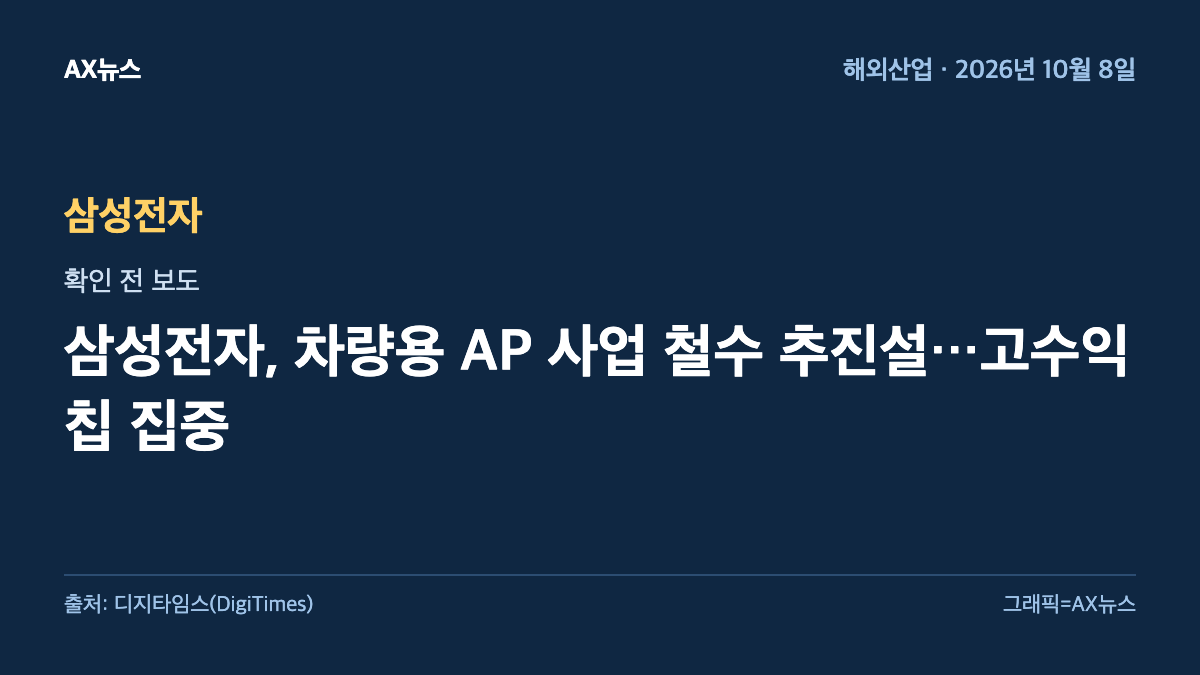 삼성전자 — 삼성전자, 차량용 AP 사업 철수 추진설…고수익 칩 집중