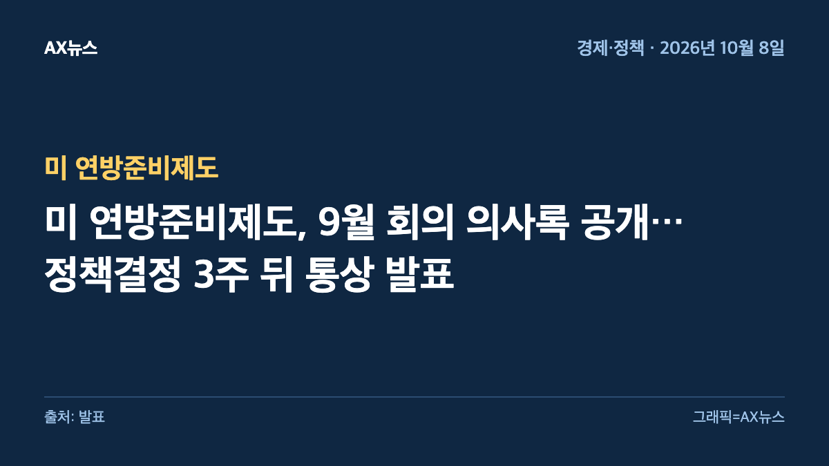 미 연방준비제도 — 미 연방준비제도, 9월 회의 의사록 공개…정책결정 3주 뒤 통상 발표