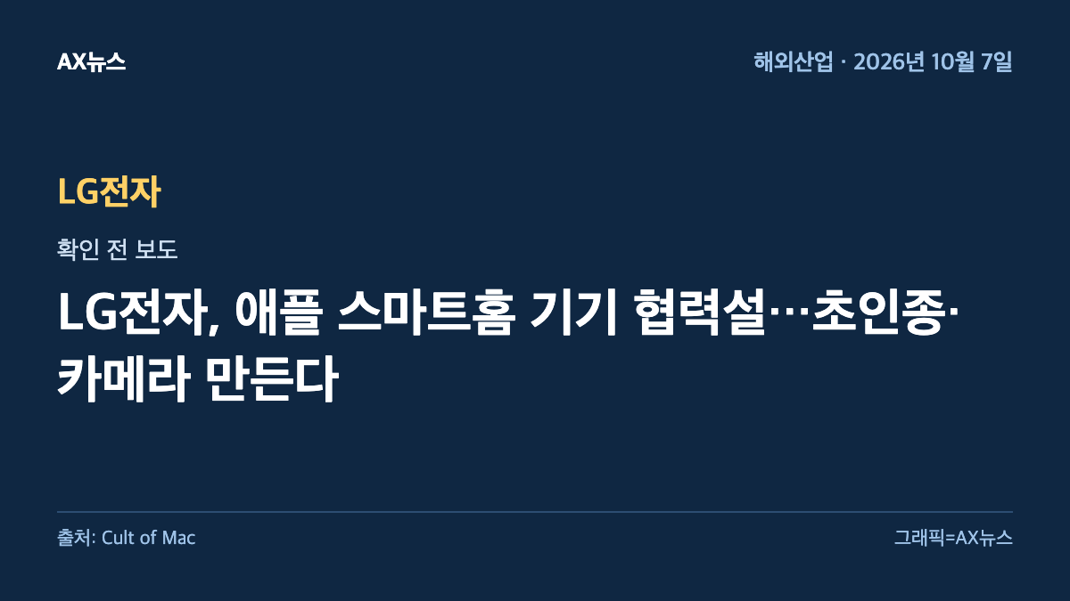 LG전자 — LG전자, 애플 스마트홈 기기 협력설…초인종·카메라 만든다