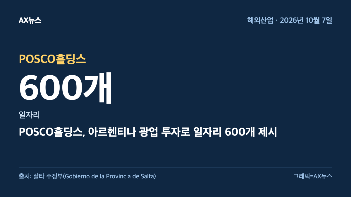 POSCO홀딩스 — 일자리 600개 — POSCO홀딩스, 아르헨티나 광업 투자로 일자리 600개 제시