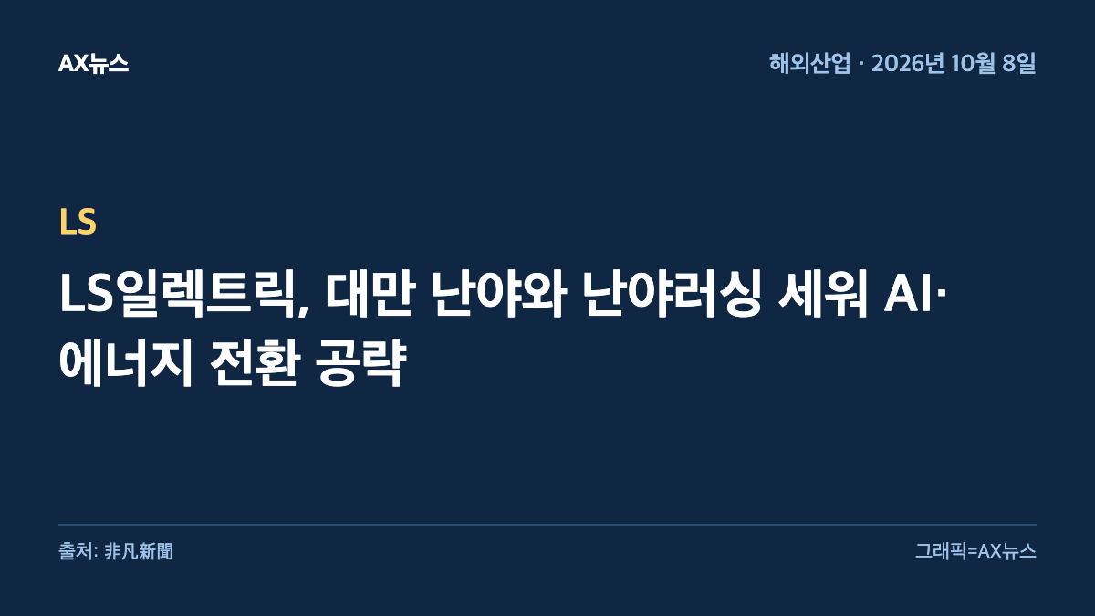 LS — LS일렉트릭, 대만 난야와 난야러싱 세워 AI·에너지 전환 공략