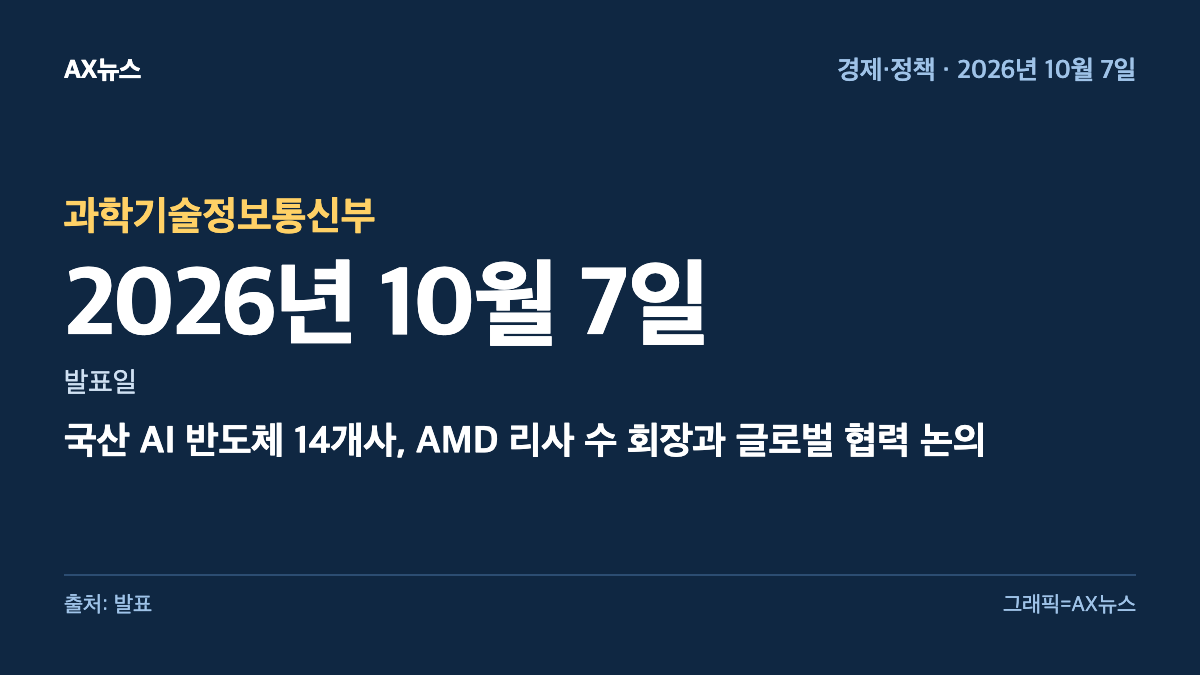 과학기술정보통신부 — 발표일 2026년 10월 7일 — 국산 AI 반도체 14개사, AMD 리사 수 회장과 글로벌 협력 논의