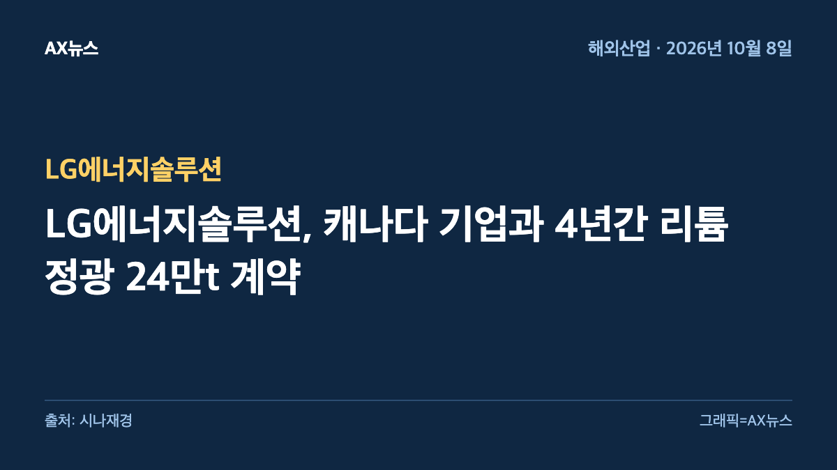 LG에너지솔루션 — LG에너지솔루션, 캐나다 기업과 4년간 리튬 정광 24만t 계약