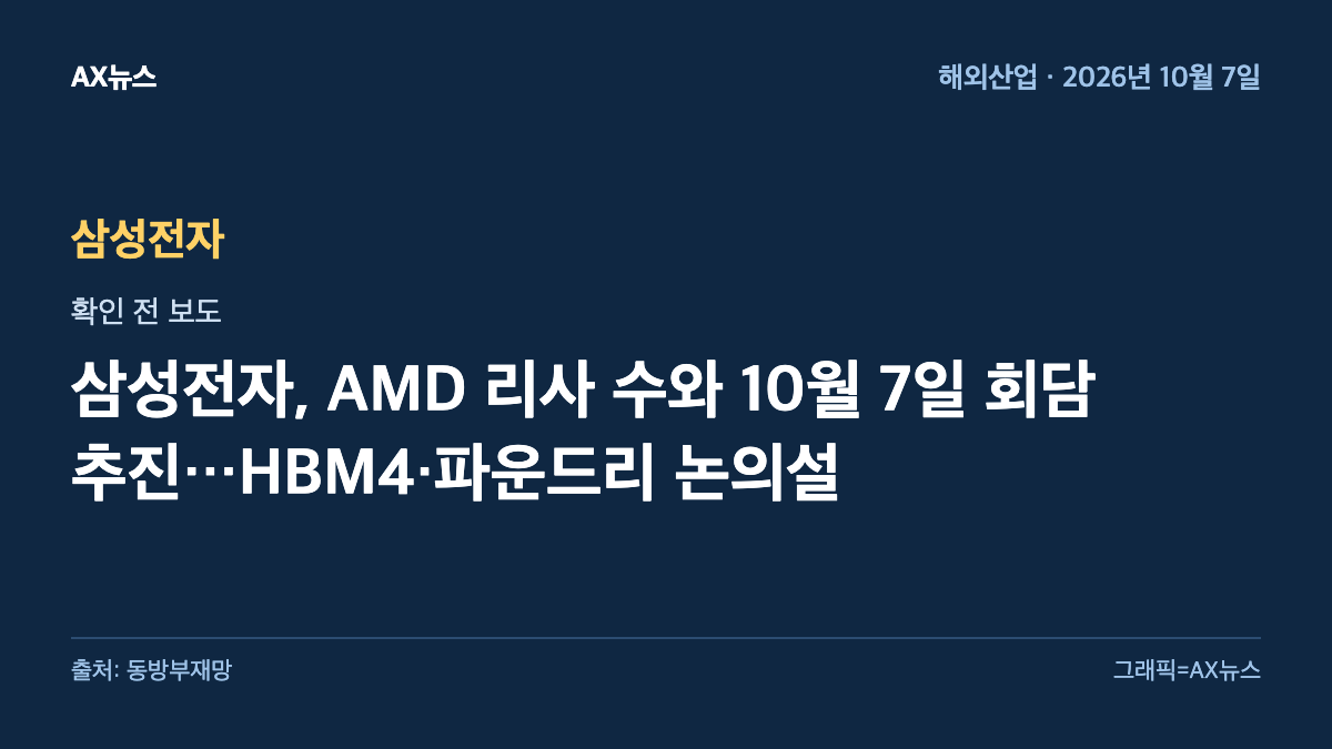 삼성전자 — 삼성전자, AMD 리사 수와 10월 7일 회담 추진…HBM4·파운드리 논의설
