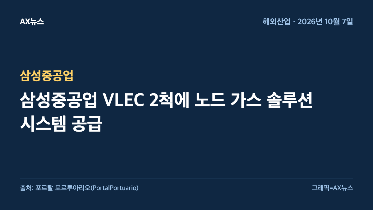 삼성중공업 — 삼성중공업 VLEC 2척에 노드 가스 솔루션 시스템 공급