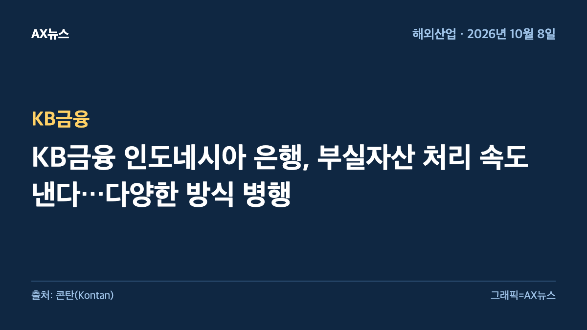 KB금융 — KB금융 인도네시아 은행, 부실자산 처리 속도 낸다…다양한 방식 병행