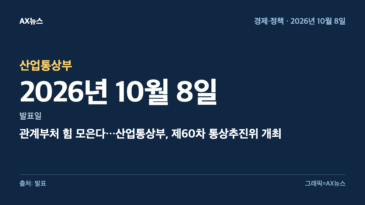 산업통상부 — 발표일 2026년 10월 8일 — 관계부처 힘 모은다…산업통상부, 제60차 통상추진위 개최