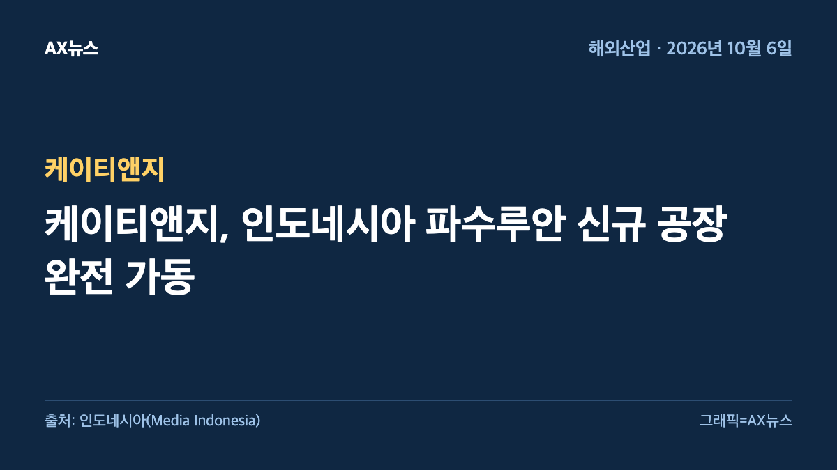 케이티앤지 — 케이티앤지, 인도네시아 파수루안 신규 공장 완전 가동