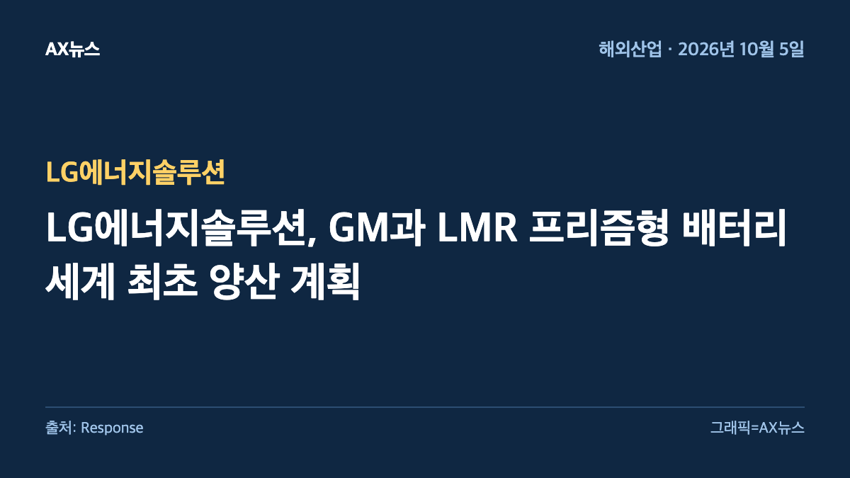 LG에너지솔루션 — LG에너지솔루션, GM과 LMR 프리즘형 배터리 세계 최초 양산 계획