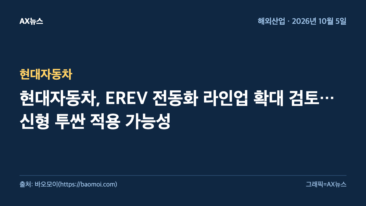 현대자동차 — 현대자동차, EREV 전동화 라인업 확대 검토…신형 투싼 적용 가능성